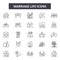 Marriage life line icons, signs, vector set, outline illustration concept