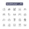 Marriage life line vector icons and signs. commitment, communication, trust, respect, companionship, understanding