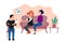 Married caucasian couple of two women having therapeutical meeting at psychologist office. Flat style stock  illustration