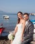 Married couple at the beach in Sorrento coast.
