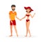 Married Couple in Beachwear Vector Illustration