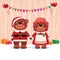 Married couple bear Santa Claus and his wife on white background