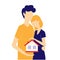 A married couple is buying a house on a mortgage. Real estate loan. Home insurance