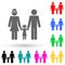 married couple holding daughter by the hand multi color style icon. Simple glyph, flat vector of family icons for ui and ux,