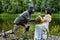 Married couple resting in nature