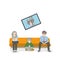 A married couple is sitting on the couch. conflict situation. the concept of development of family relations. vector illustration.