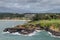 Marriott Beach Resort, golf course and Kukii Point lighthouse, Nawiliwili, Kauai, Hawaii, USA