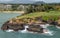 Marriott Beach Resort, golf course and Kukii Point lighthouse, Nawiliwili, Kauai, Hawaii, USA