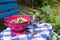 Marrowfat peas and green peas in vegetable garden