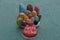 Marry Christmas with many multicolored pebble miniatures