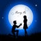 Marry me design isolated in starry night background. man proposes woman for marriage with moon background. Moon night background