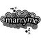 Marry me. Hand lettering typography text. Heart Doodles