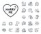 Marry me line icon. Sweet heart sign. Wedding love. Plane jet, travel map and baggage claim. Vector