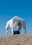 MARS ALAMA, EGYPT - MARCH 03, 2019: Gazebo for tourists on the Red Sea, for eating and relaxing