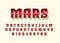 Mars chrome red gold style vector font with uppercase and digit number