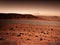 Mars desertic landscape, red rocks on the dry land and dusty sky