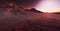 Mars environment. Mountains covered with yellow fog. 3D illustration. Red mountains in the desert.