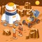 Mars Exploration Isometric Illustration