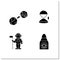 Mars landing glyph icons set