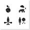 Mars landing glyph icons set