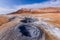 Mars-like landscape â€“ lava field with craters, boiling hot pod