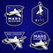 Mars mission blue logos, set of Mars themed labels