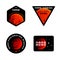 Mars mission emblems concept. Mars exploration logos in colored modern style.