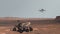 Mars. Perseverance rover and Ingenuity helicopter explore Mars against the backdrop of a real Martian landscape. Exploring Mission