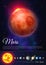 Mars planet colorful poster with solar system