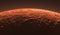 Mars - the red planet. Martian surface and dust in the atmosphere.