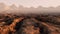 Mars surface, landscape. Aeril view. Realistic animation.