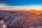 Mars valley at sunset with Licancabur volcano