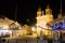 Marsaxlokk, Malta, August 2019. Night view of the main square of the city with the Catholic Cathedral.