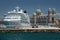 Marseille Cathedral and a cruise ship