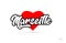 marseille city design typography with red heart icon logo