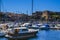 Marseille embankment with yachts and boats in the Old Port and Saint Nicolas fort. Vieux-Port de Marseille