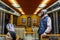 Marseille, France, 10/07/2019: People are standing in a subway car