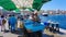 Marseille, France - May 29, 2023: French fisherman selling fresh fish at Vieux Port in Marseille, France.