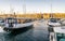 Marseille Vieux Port or old port view with ferry boat crossing to the city hall Marseille France