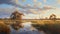 Marsh Of Australia: A Spectacular Landscape Painting With Ducks And Creek