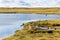 marsh landscape of Iceland in september sunny day