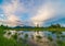 Marsh with Mountain and Amazing Clouds