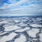 Marshes are covered snow, top view