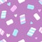 Marshmallow pattern. Sweet white, pink and blue marshmallow desserts. Vector seamless illustration