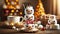 Marshmallow Snowmen with Festive Golden Decorations