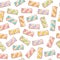 Marshmallow twists seamless pattern vector illustration.