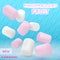 Marshmallow white and pink on on a blue background. Good vector illustration for packing