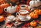 Marshmallows in a cup, Cozy autumn,October and halloween concept