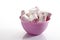 Marshmallows in plastic bowl