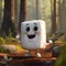 marshmellow cute pixar disney cartoon charachter made live playing and cheerful tasty live dessert